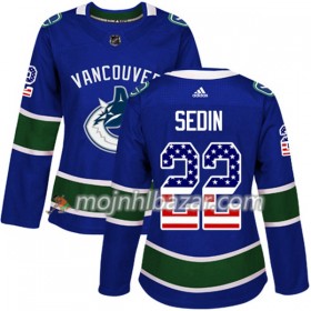 Dresovi Vancouver Canucks Daniel Sedin 22 Adidas 2017-2018 Plava USA Flag Fashion Authentic - Ženska